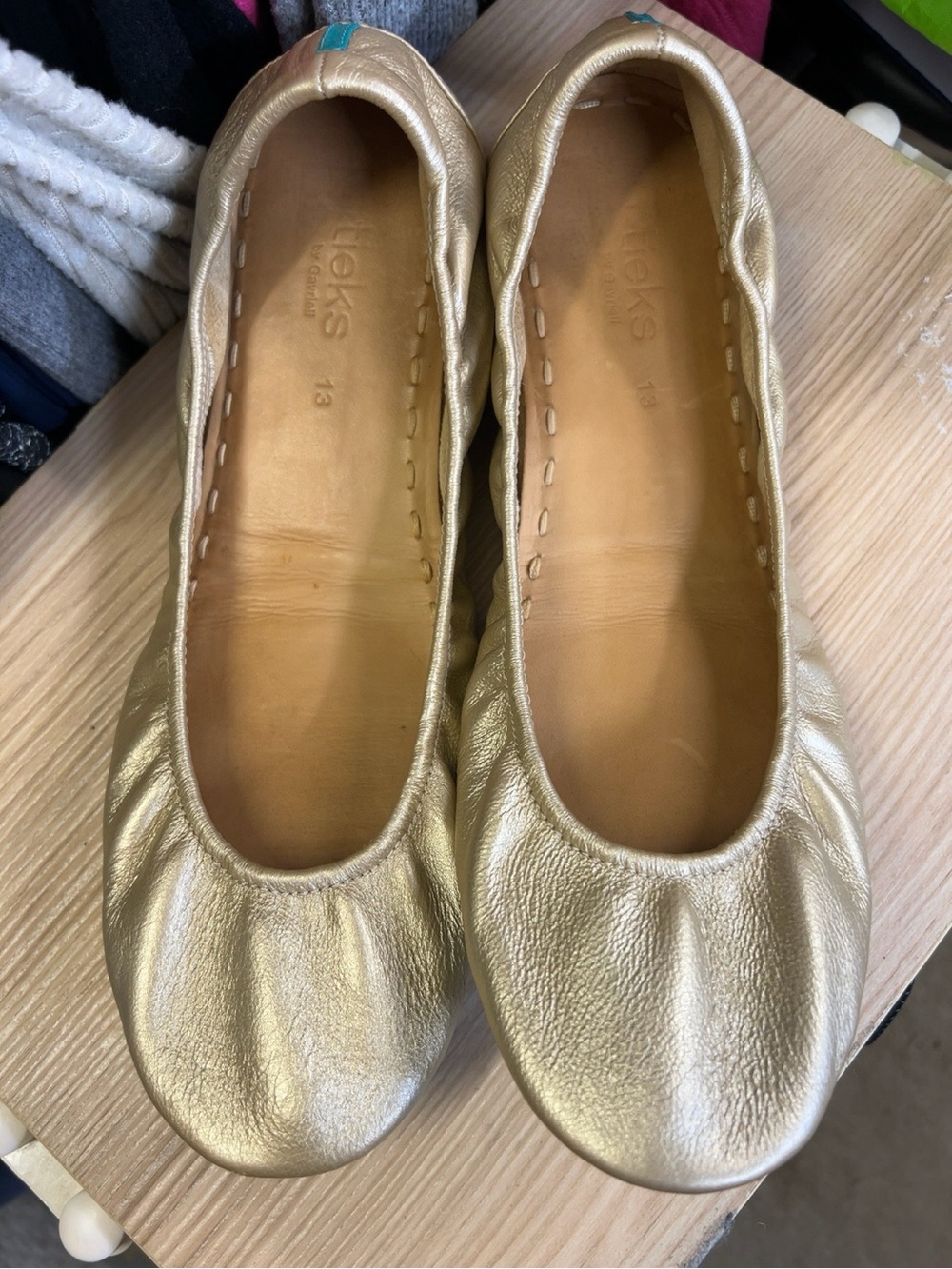 Tieks champagne Gold Leather Ballet Flats